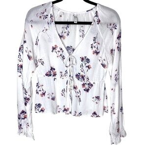 GENTLE Fawn Front Tie Lydia Floral Blouse
